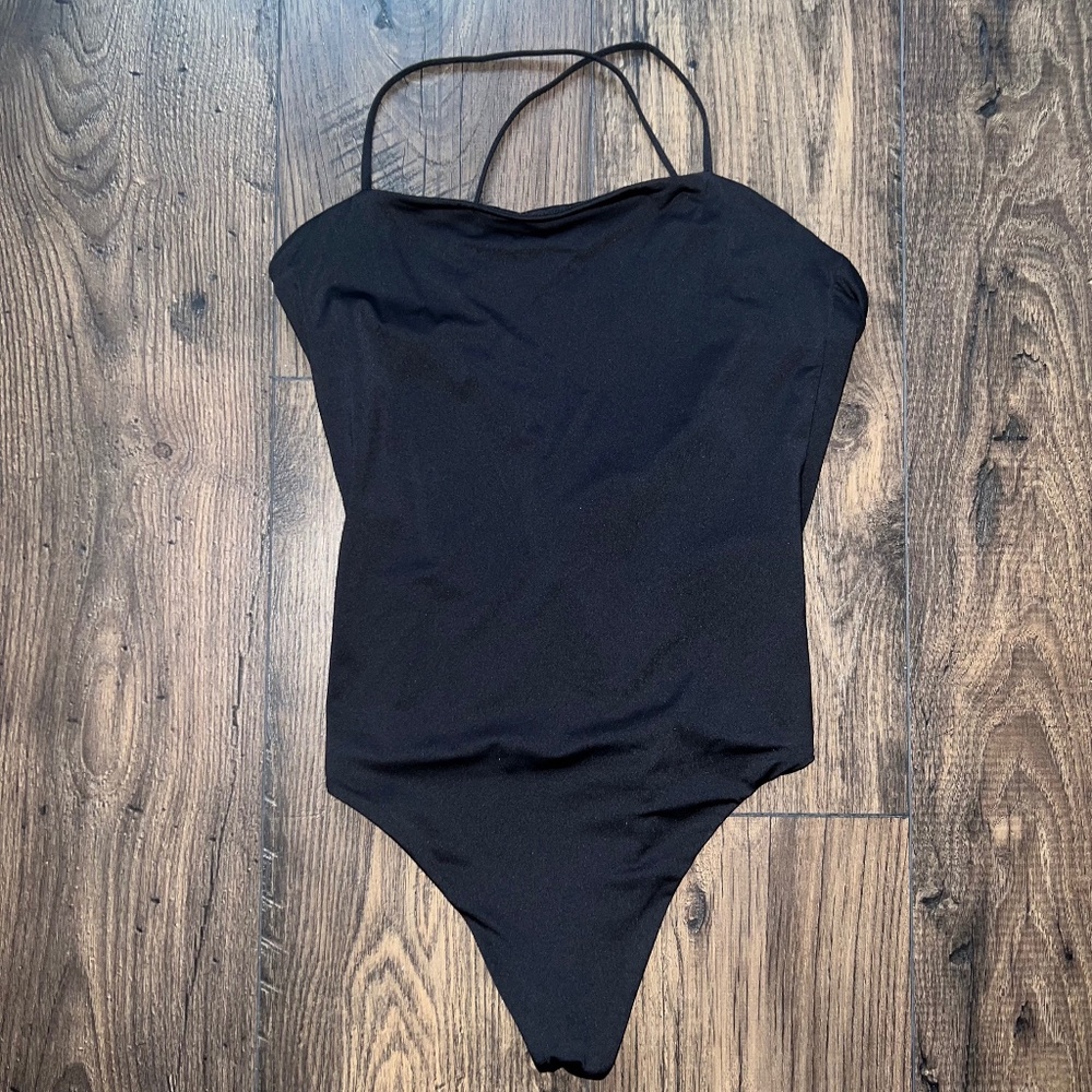Aritzia Wilfred Free Black Strappy Bodysuit
